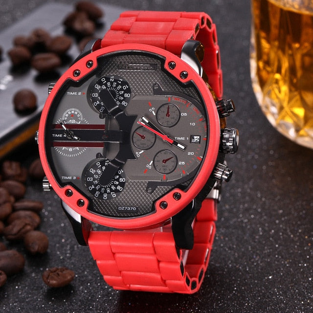 2020 Silicone Red DZ digite S watch Rlo dz Auto Date Week Display Luminous Diver Watches Stainless Steel Wrist gift Male Clock