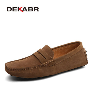 DEKABR Large Size 50 Men Loafers Soft Moccasins High Quality Spring Autumn Genuine Leather Shoes Men Warm Flats Driving Shoes