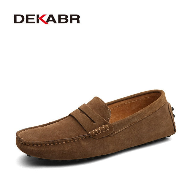 DEKABR Large Size 50 Men Loafers Soft Moccasins High Quality Spring Autumn Genuine Leather Shoes Men Warm Flats Driving Shoes