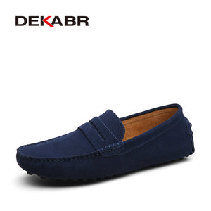 DEKABR Large Size 50 Men Loafers Soft Moccasins High Quality Spring Autumn Genuine Leather Shoes Men Warm Flats Driving Shoes