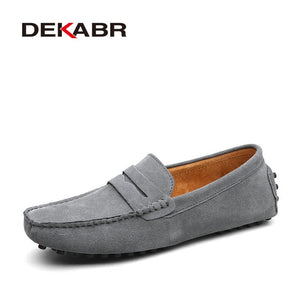 DEKABR Large Size 50 Men Loafers Soft Moccasins High Quality Spring Autumn Genuine Leather Shoes Men Warm Flats Driving Shoes