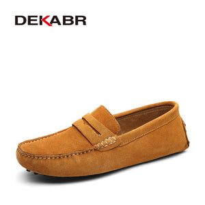 DEKABR Large Size 50 Men Loafers Soft Moccasins High Quality Spring Autumn Genuine Leather Shoes Men Warm Flats Driving Shoes