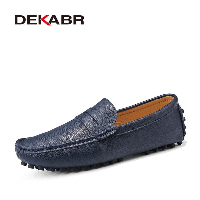 DEKABR Large Size 50 Men Loafers Soft Moccasins High Quality Spring Autumn Genuine Leather Shoes Men Warm Flats Driving Shoes