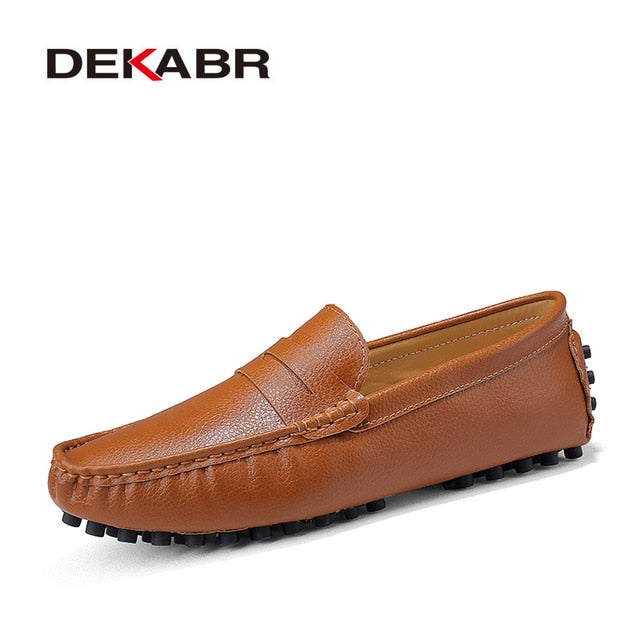 DEKABR Large Size 50 Men Loafers Soft Moccasins High Quality Spring Autumn Genuine Leather Shoes Men Warm Flats Driving Shoes