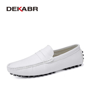 DEKABR Large Size 50 Men Loafers Soft Moccasins High Quality Spring Autumn Genuine Leather Shoes Men Warm Flats Driving Shoes