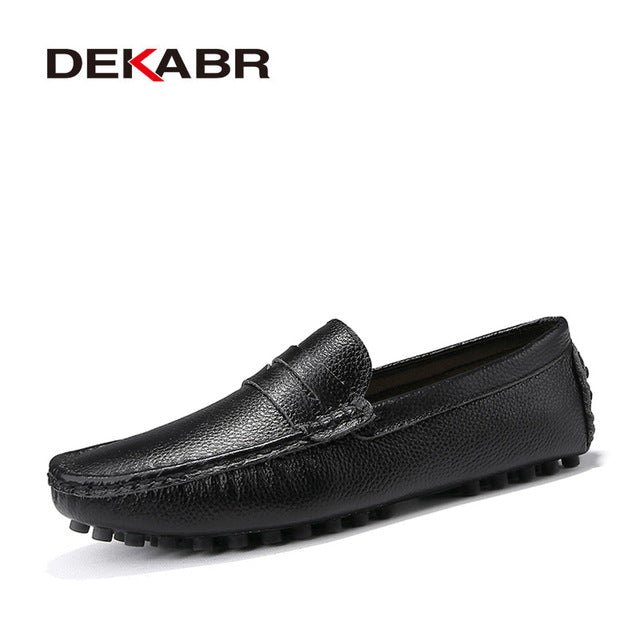 DEKABR Large Size 50 Men Loafers Soft Moccasins High Quality Spring Autumn Genuine Leather Shoes Men Warm Flats Driving Shoes