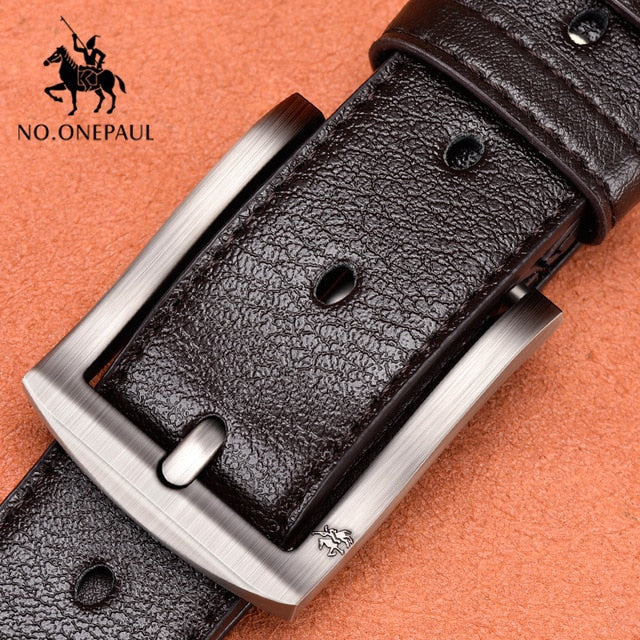 NO.ONEPAUL Genuine Leather For Men High Quality Black Buckle Jeans Belt Cowskin Casual Belts Business Belt Cowboy waistband