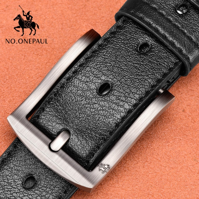 NO.ONEPAUL Genuine Leather For Men High Quality Black Buckle Jeans Belt Cowskin Casual Belts Business Belt Cowboy waistband