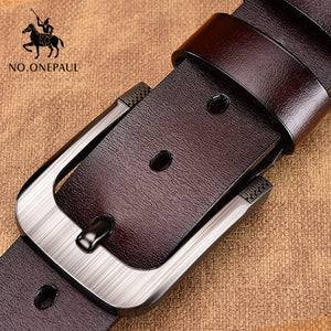 NO.ONEPAUL Genuine Leather For Men High Quality Black Buckle Jeans Belt Cowskin Casual Belts Business Belt Cowboy waistband