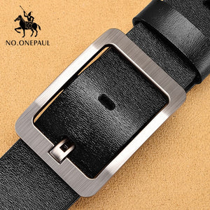 NO.ONEPAUL Genuine Leather For Men High Quality Black Buckle Jeans Belt Cowskin Casual Belts Business Belt Cowboy waistband