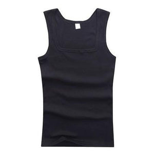 YJSFG HOUSE HOT Sale Men's Casual Tank Tops Summer Bodybuilding Sleeveless Vest Square Collar Fashion Male Tees