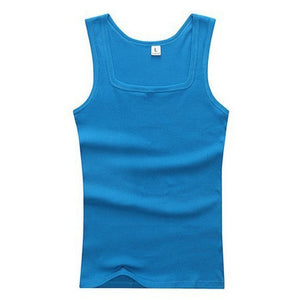 YJSFG HOUSE HOT Sale Men's Casual Tank Tops Summer Bodybuilding Sleeveless Vest Square Collar Fashion Male Tees