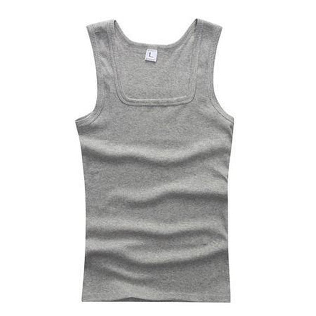 YJSFG HOUSE HOT Sale Men's Casual Tank Tops Summer Bodybuilding Sleeveless Vest Square Collar Fashion Male Tees