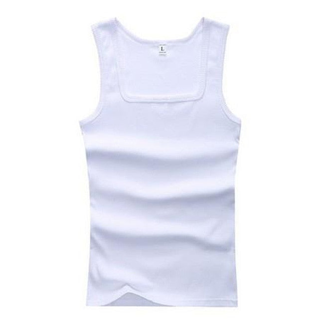 YJSFG HOUSE HOT Sale Men's Casual Tank Tops Summer Bodybuilding Sleeveless Vest Square Collar Fashion Male Tees