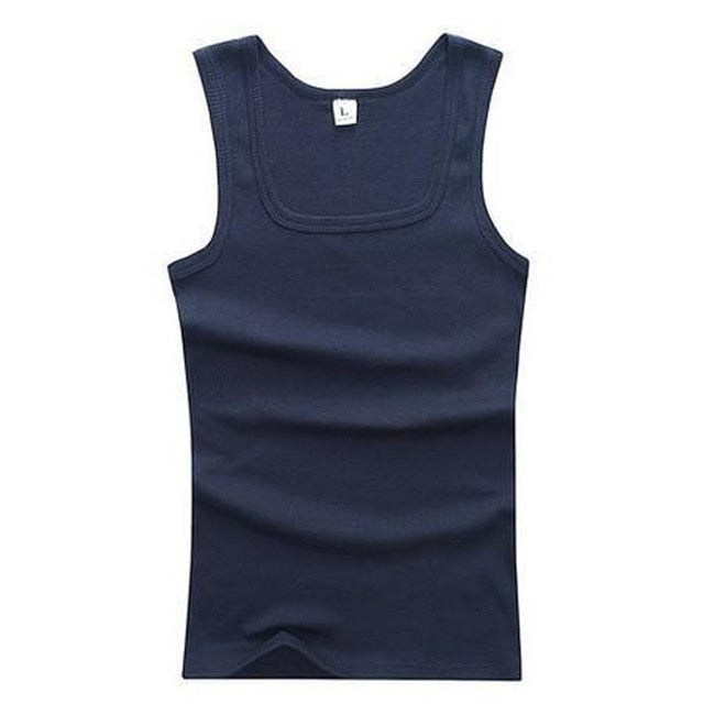 YJSFG HOUSE HOT Sale Men's Casual Tank Tops Summer Bodybuilding Sleeveless Vest Square Collar Fashion Male Tees