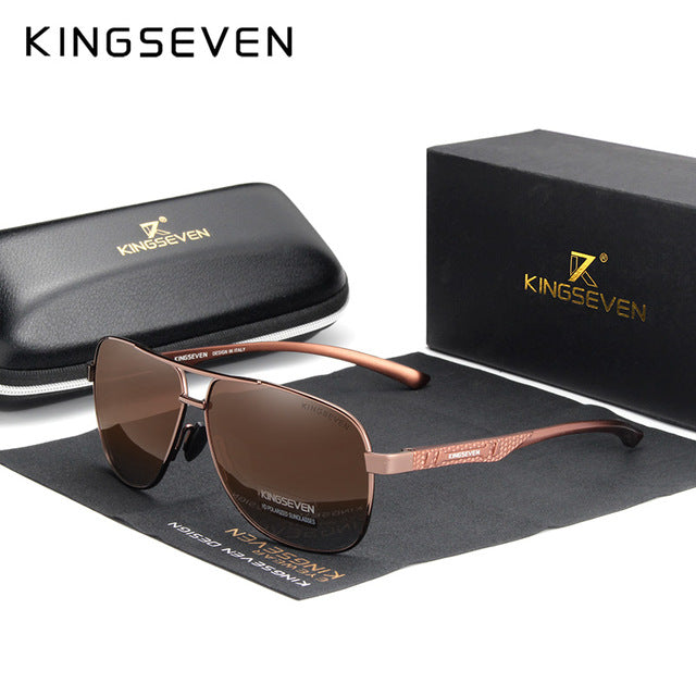 KINGSEVEN 2020 Brand Men Aluminum Sunglasses Polarized UV400 Mirror Male Sun Glasses Women For Men Oculos de sol