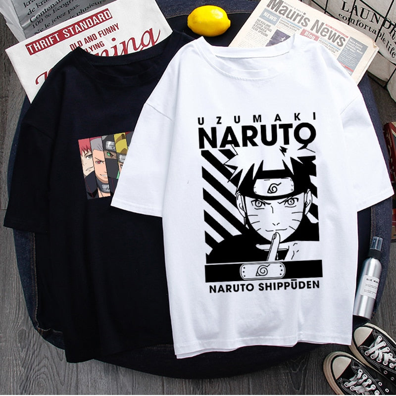 Naruto Fashion Japanese Anime T Shirt Men Sasuke Funny Cartoon T-shirt Casual Cool Streetwear Tshirt Couple Hip Hop Top Tee Male