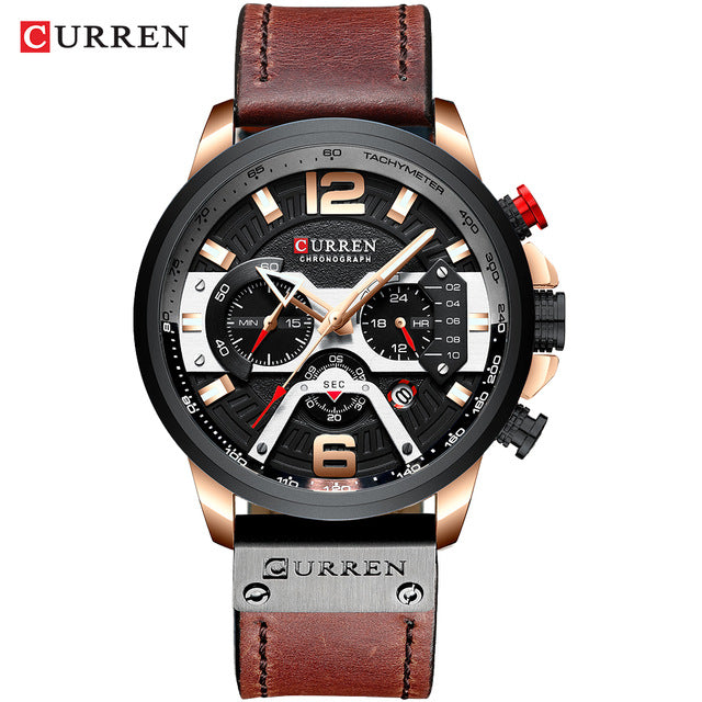 CURREN Casual Sport Watches for Men Blue Top Brand Luxury Military Leather Wrist Watch Man Clock Fashion Chronograph Wristwatch