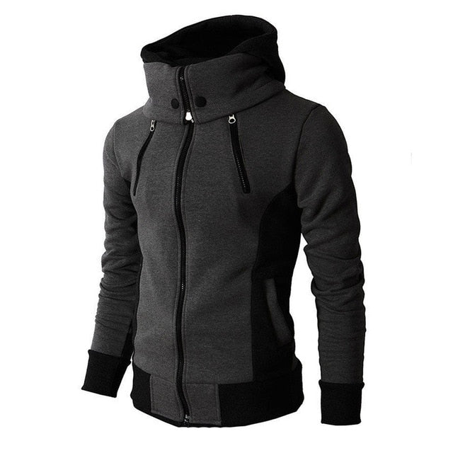 2020 Zipper Men Jackets Autumn Winter Casual Fleece Coats Bomber Jacket Scarf Collar Fashion Hooded Male Outwear Slim Fit Hoody