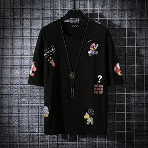 New Summer Men's T-Shirts Hop Hip Harajuku Cotton Round Collar Half sleeve Tops Tees Fashion Streetwear Sports Boy's T Shirts