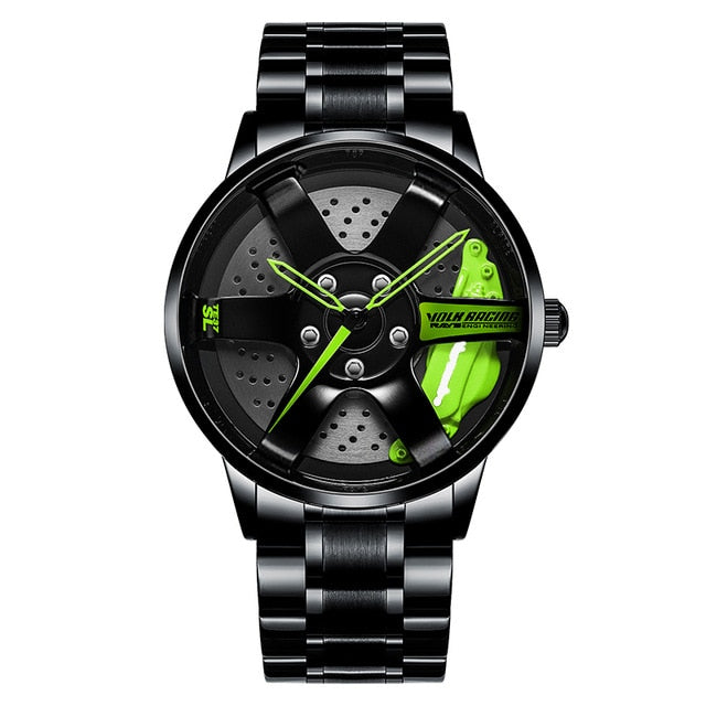 NEKTOM Men Car Wheel Watch Fashion Waterproof Sport Watch Men's Quartz Mesh With Rim Hub Watch Run Quartz Men Quartz Watch