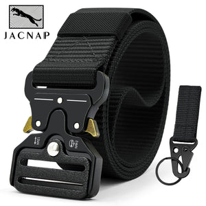 JACNAIP Tactical belt Nylon Army Belt new men's military multifunction buckle outdoor sports hook Belt 125/135cm Wide3.8cm