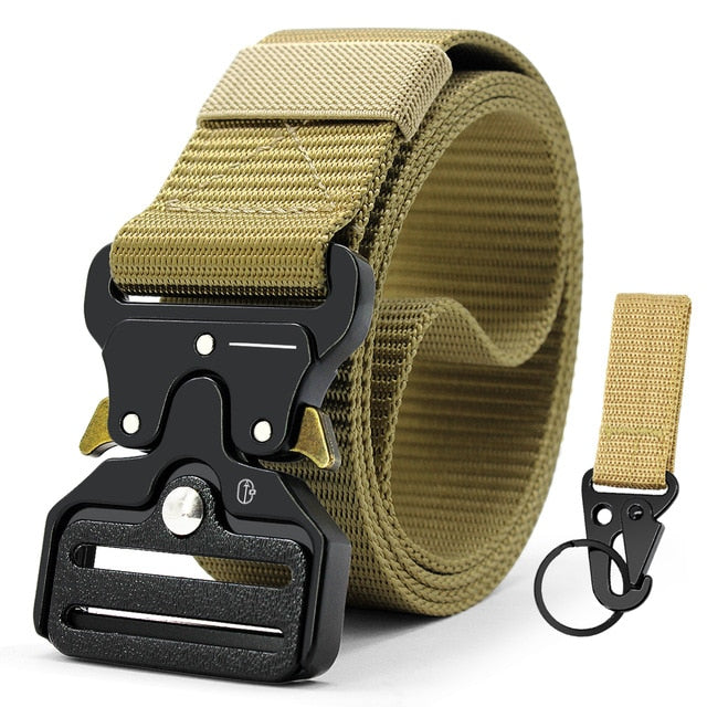 JACNAIP Tactical belt Nylon Army Belt new men's military multifunction buckle outdoor sports hook Belt 125/135cm Wide3.8cm