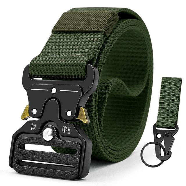 JACNAIP Tactical belt Nylon Army Belt new men's military multifunction buckle outdoor sports hook Belt 125/135cm Wide3.8cm