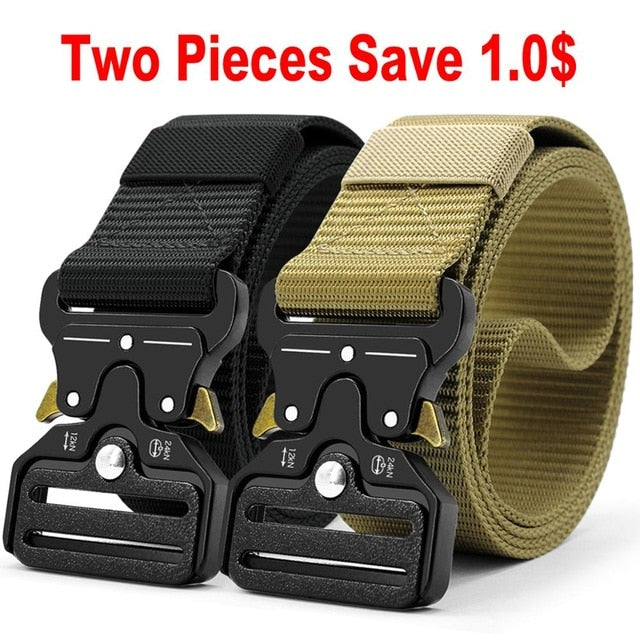 JACNAIP Tactical belt Nylon Army Belt new men's military multifunction buckle outdoor sports hook Belt 125/135cm Wide3.8cm