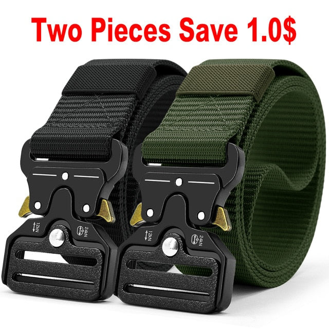 JACNAIP Tactical belt Nylon Army Belt new men's military multifunction buckle outdoor sports hook Belt 125/135cm Wide3.8cm