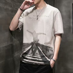 New Summer Men's T-Shirts Hop Hip Harajuku Cotton Round Collar Half sleeve Tops Tees Fashion Streetwear Sports Boy's T Shirts