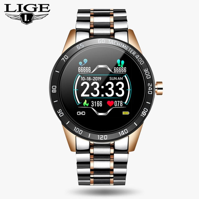 LIGE 2020 New steel smart watch men  smart watch sport For iPhone Heart rate blood pressure Fitness tracker Creative smartwatch