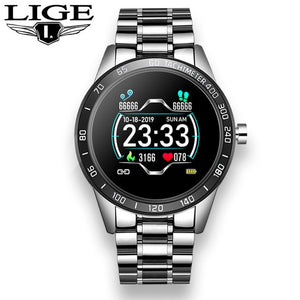 LIGE 2020 New steel smart watch men  smart watch sport For iPhone Heart rate blood pressure Fitness tracker Creative smartwatch