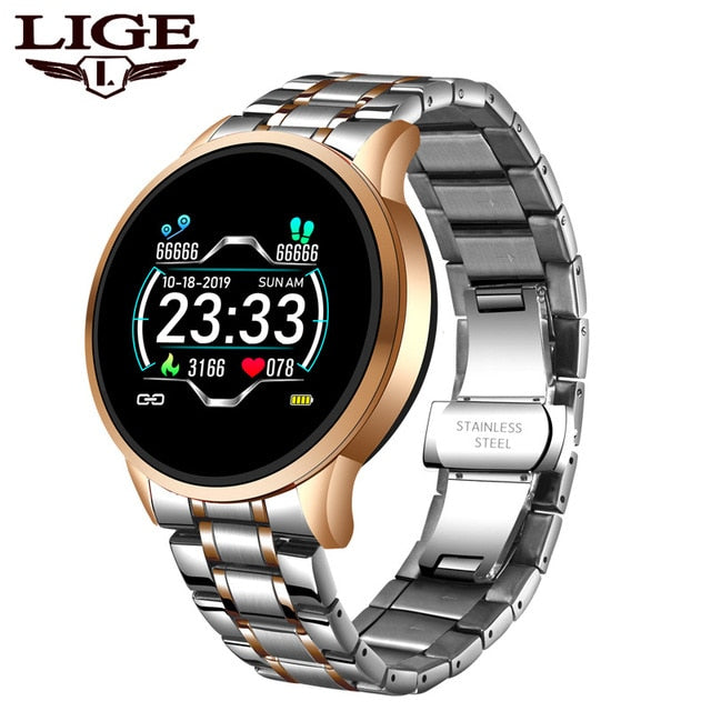 LIGE 2020 New steel smart watch men  smart watch sport For iPhone Heart rate blood pressure Fitness tracker Creative smartwatch