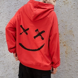 Men Hoodies Sweatshirts Happy Smiling Face Print Headwear Hoodie Women Patchwork Hoodies Hip Hop Streetwear Hooded Pullover